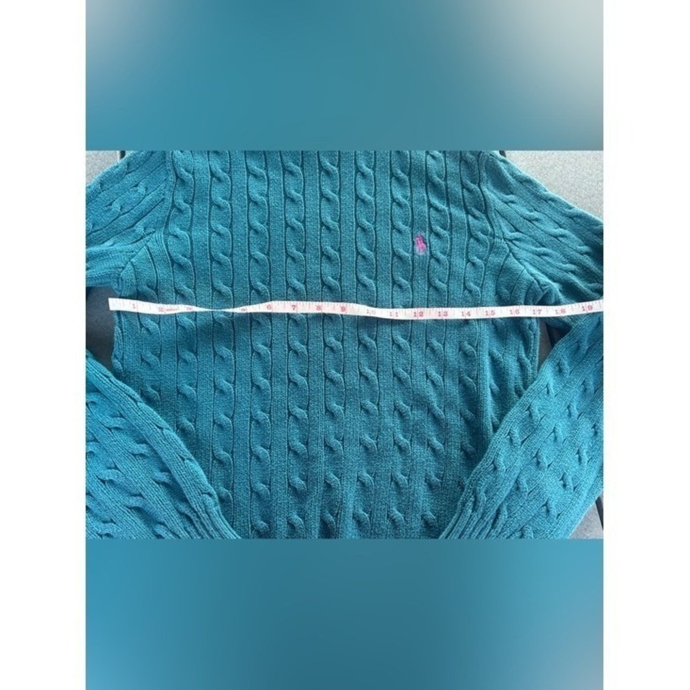 Ralph Lauren Sport Teal Turtleneck Sweater-100% Cotton Women's size L Preppy - Picture 5 of 6